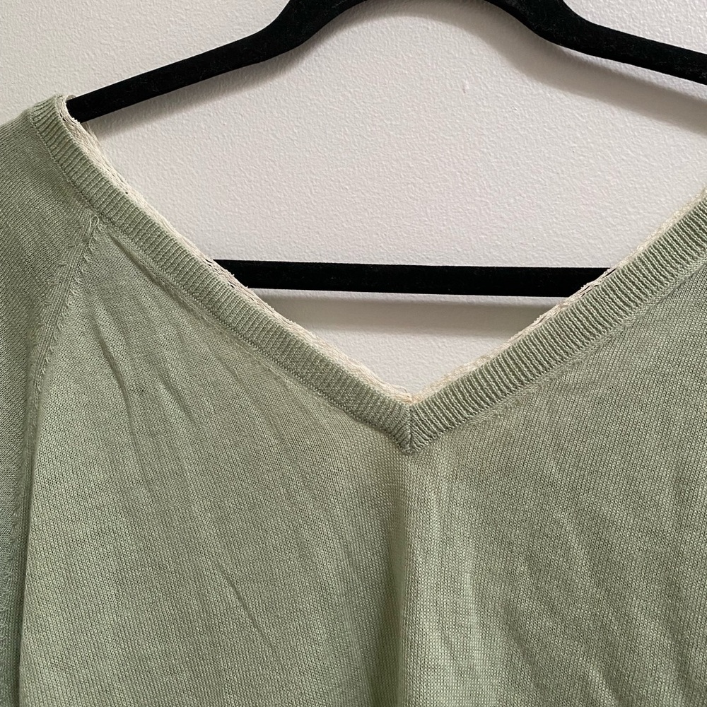 Zara Combination Knit Lace Trim V-Neck Sweater S - Picture 3 of 7
